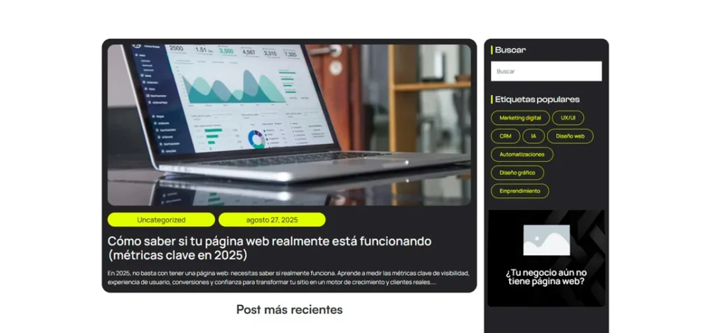 Captura del blog de Juanes Digital como ejemplo de blog corporativo en 2025.