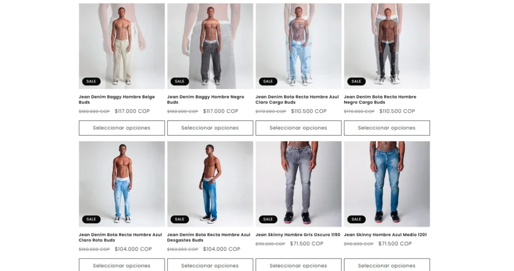 Ejemplo de tienda online de ropa con catálogo y precios en 2025.