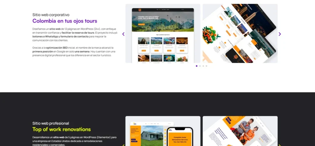 Ejemplo de portafolio digital desarrollado por Juanes Digital en 2025.