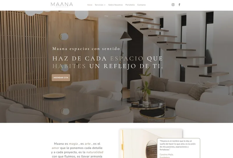 Sitio web de Maana con Sentido, estudio de diseño de interiores